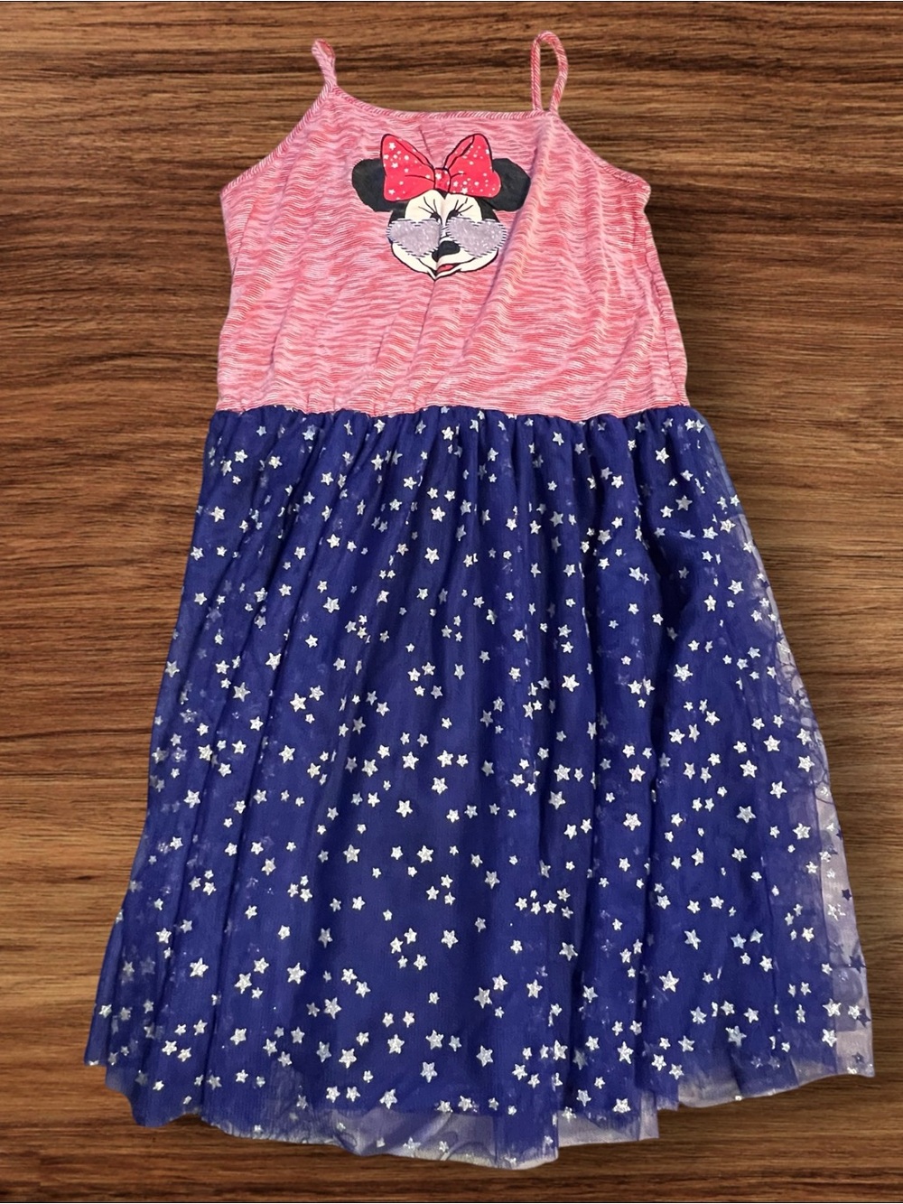 ☑️ Disney Minnie Mouse Heart Sunglasses Star Tulle Maxi Dress Girls XL 14/16